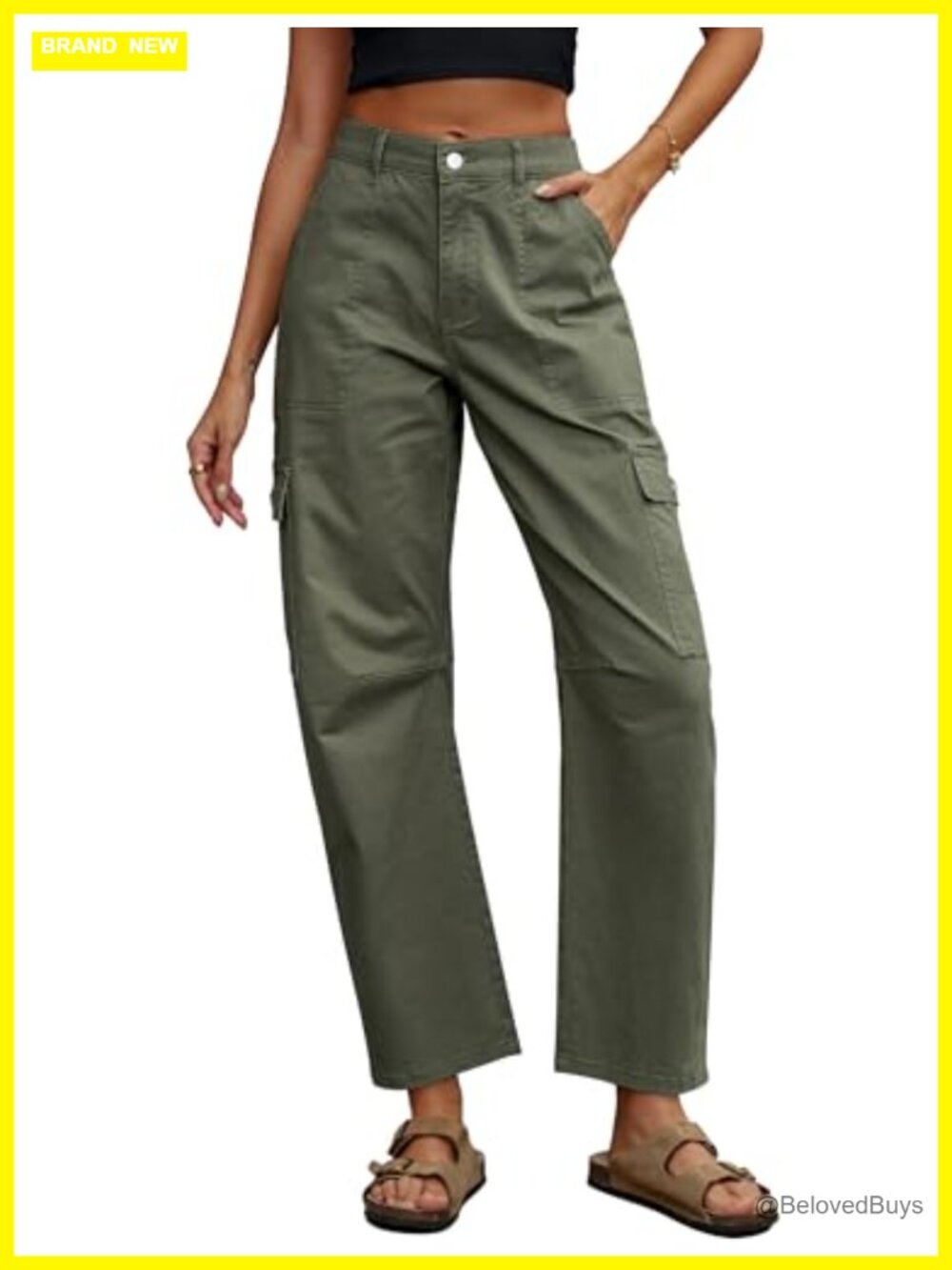 Barrel Jeans Women Cargo Ankle Pants Wide Leg High Waisted Baggy Utility Denim